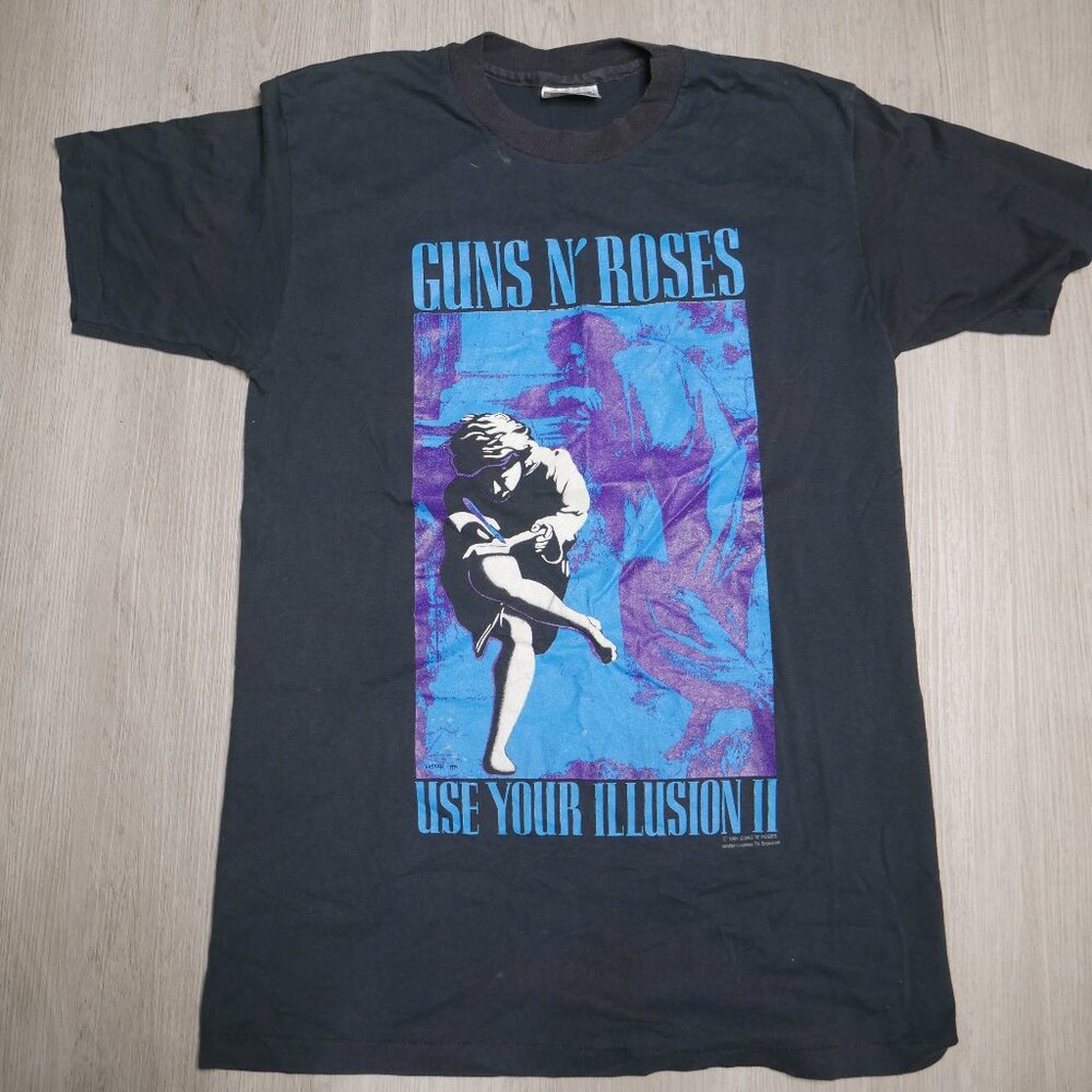 Vintage 1991 Guns n' Roses Use Your Illusion 2 II T-Shirt M Black Tour Tee